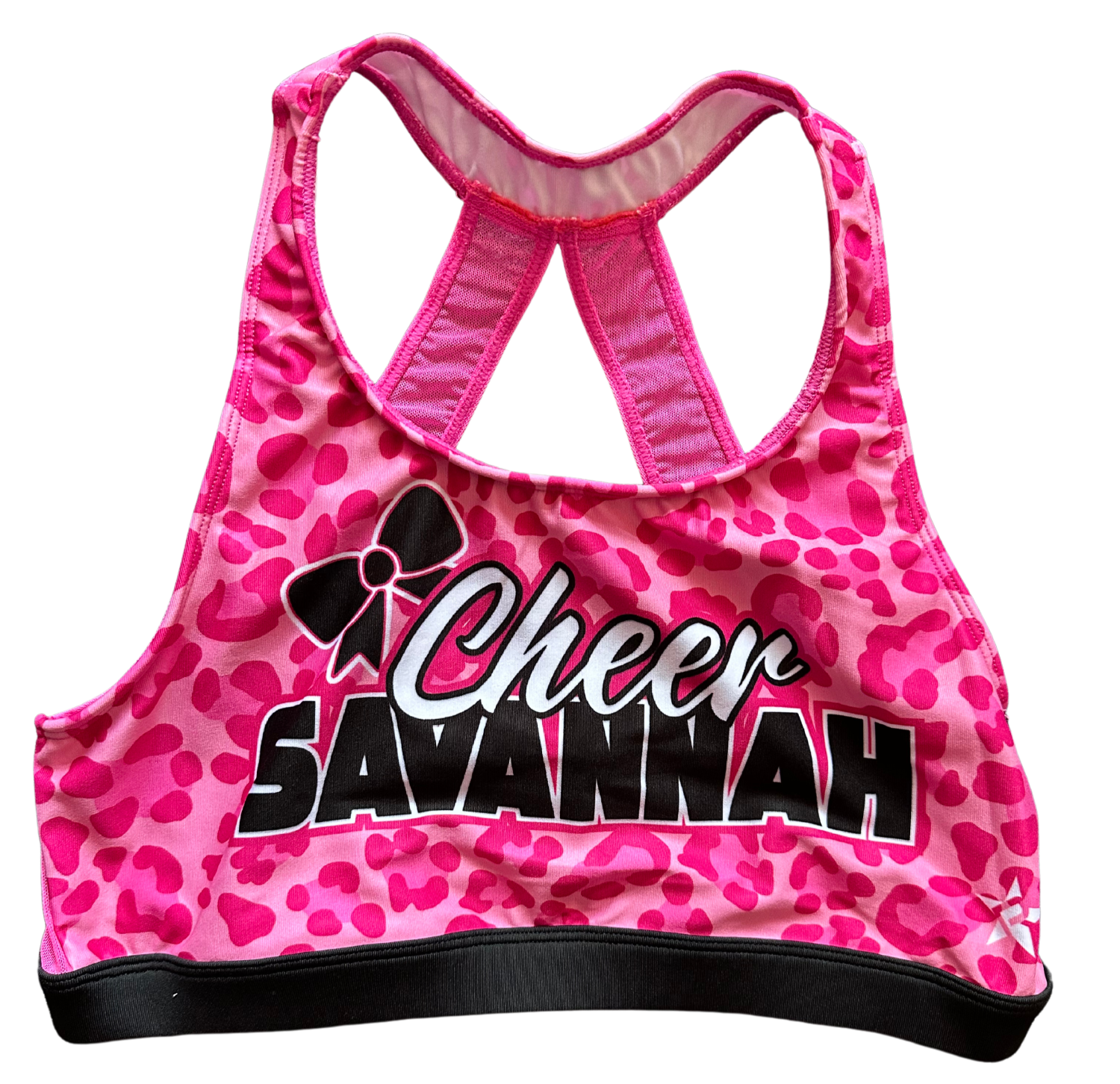 Cheer Savannah CSA PRO SHOP > Practice Wear - Pink Leopard Cheer Savannah  Sports Bra